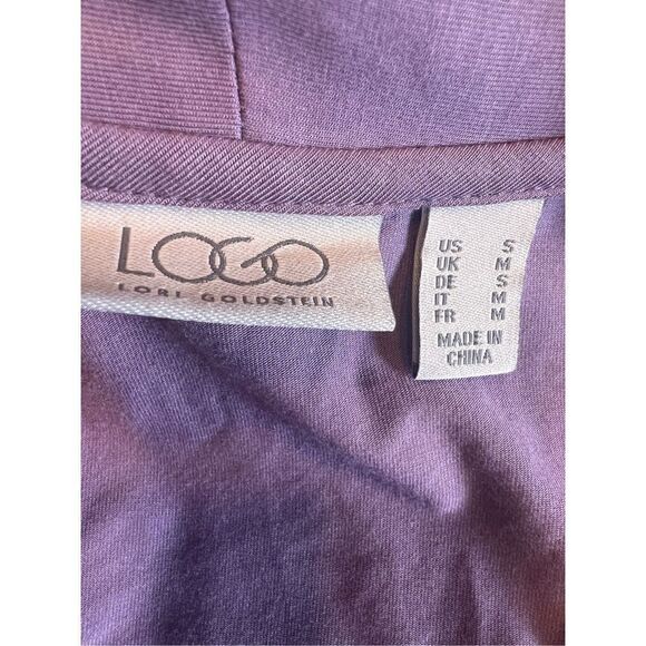 LOGO by Lori Goldstein Cardigan small Size Purple Rayon  Hook Eye Front - Picture 6 of 6